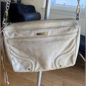 Rebecca Minkoff Cream Textured Bag with Gold Accents